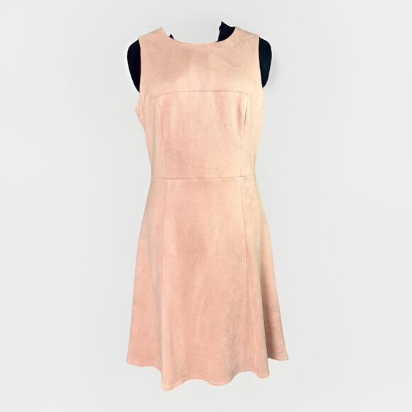 Calvin Klein 10 Pink Faux Suede Sheath Flare Dress Sleeveless Lined Preppy Boho - Picture 1 of 6